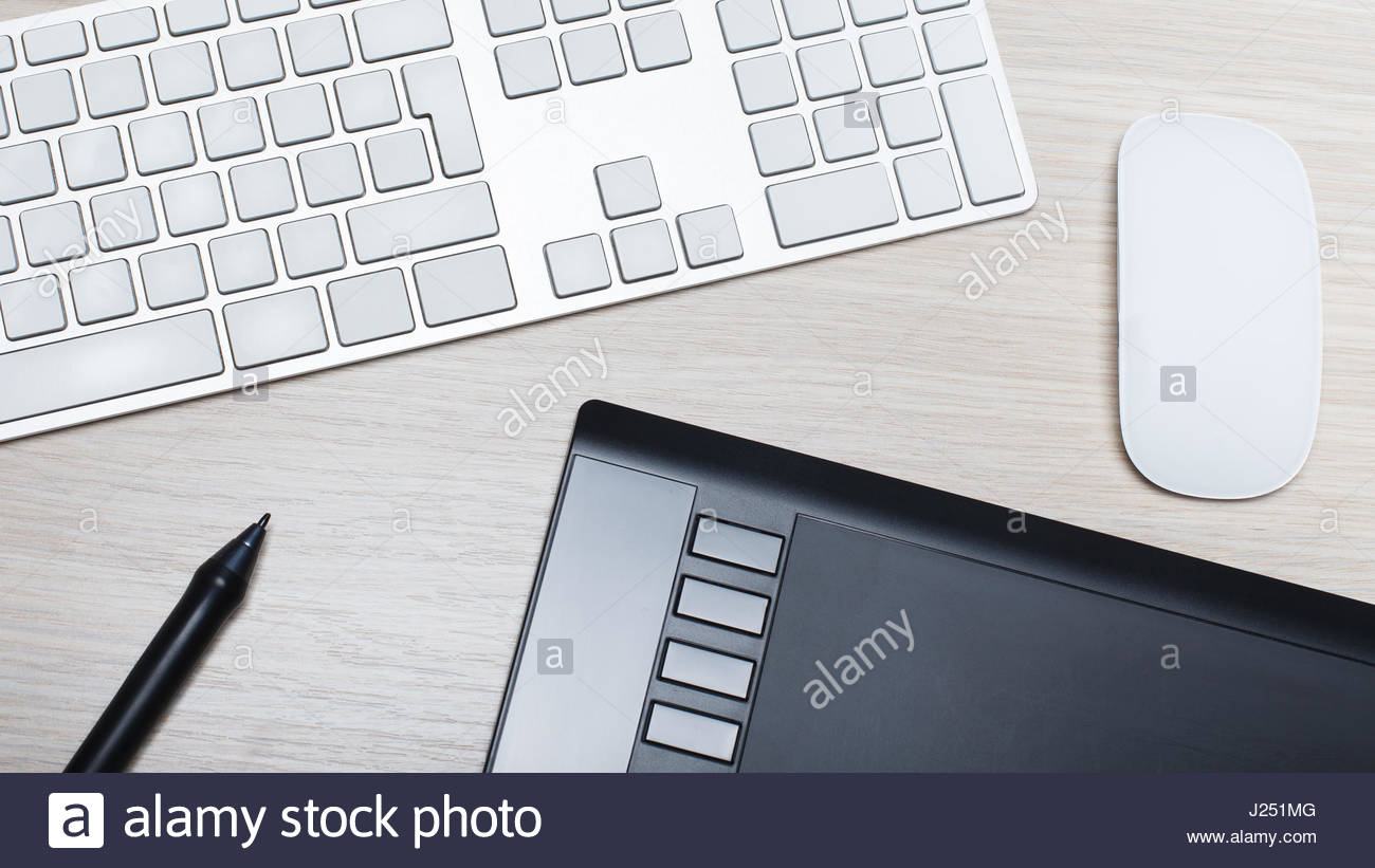 1300x821 Modern Designer Office Accessory With Mouse, Keyboard, Drawing Pad