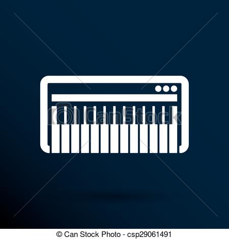 450x470 Black Synthesizer Keyboard Piano Music Icon Vector. Eps Vectors