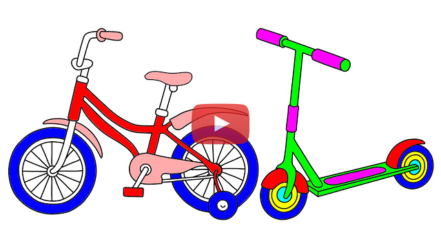 640x360 Video For Kids And Drawing Coloring Bike Drawing Scooter