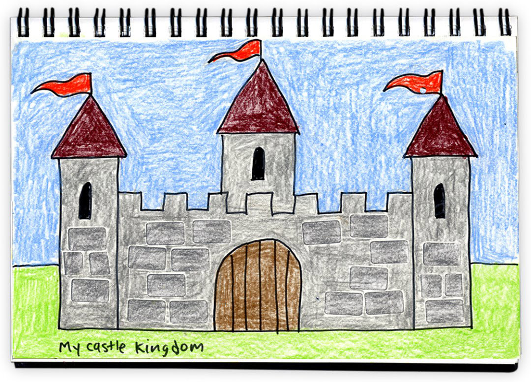 1080x777 Castle Drawing For Kids Art Projects For Kids Textured Castle