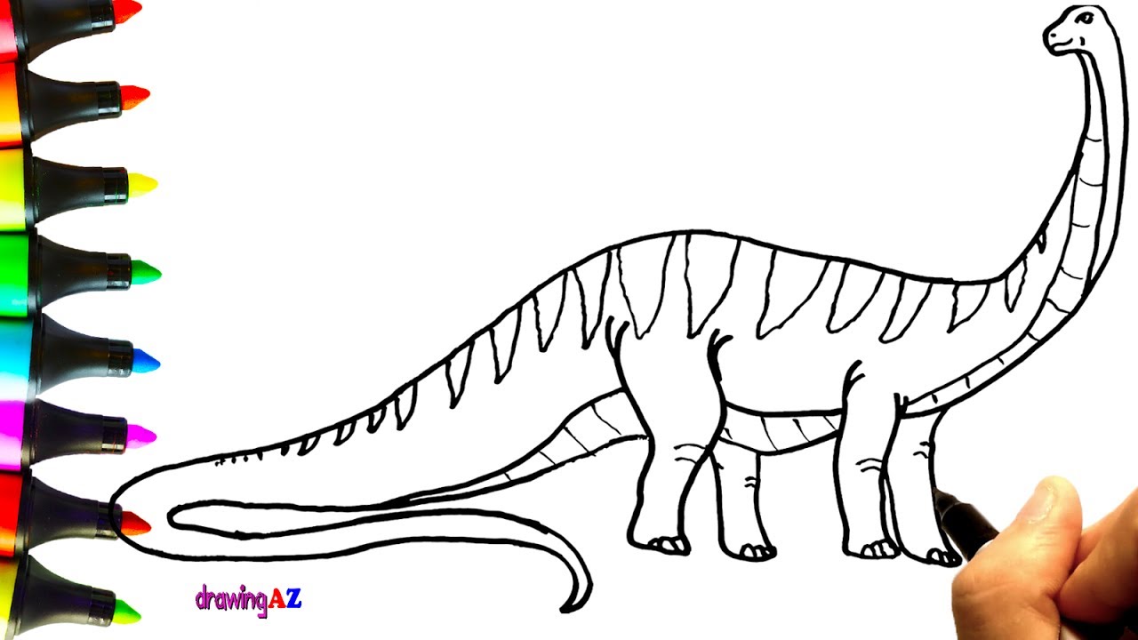 1280x720 How To Draw Bruhathkayosaurus Dinosaur Coloring Pages For Kids