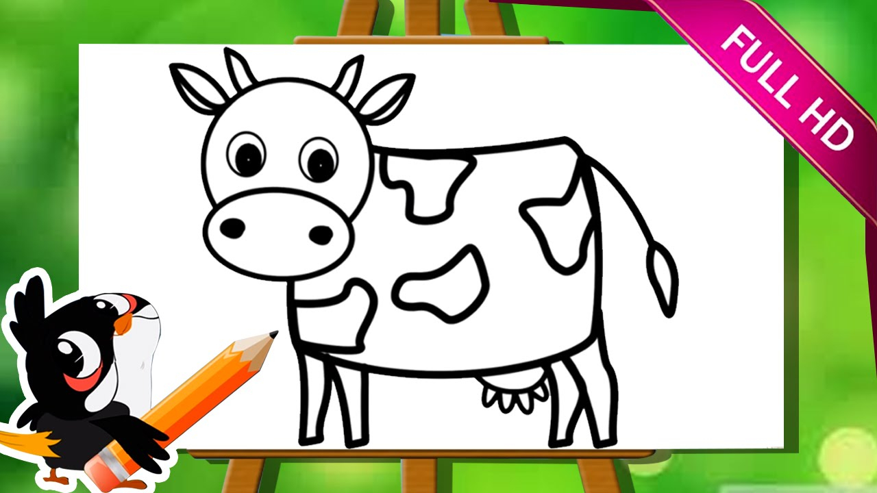 1280x720 Kids Drawing Animals Learn How To Draw A Cow How To Draw Animals