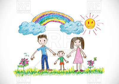 400x284 Kids Drawing Happy Family Royalty Free Vector Clip Art Image
