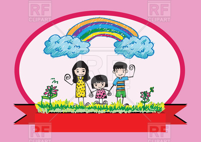 400x283 Kids Drawing Happy Family Picture Royalty Free Vector Clip Art