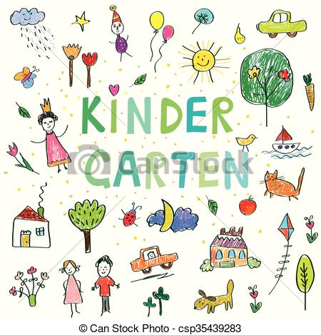 450x470 Kindergarten Banner With Funny Kids Drawing