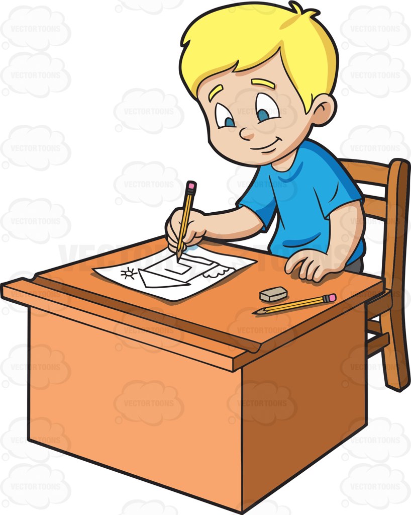 818x1024 A Boy Sketching A House On Paper Cartoon Clipart