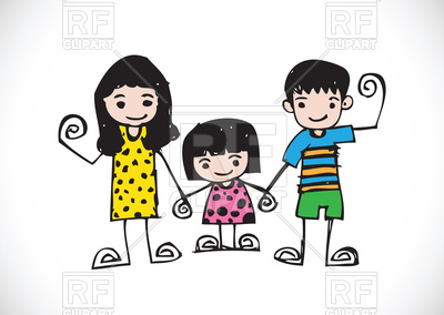 400x284 Kids Drawing With Happy Family Picture Royalty Free Vector Clip