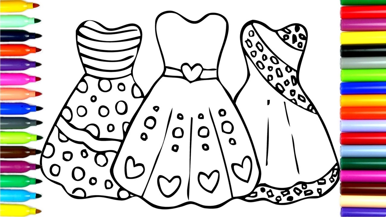 1280x720 Coloring Beautiful Princess Dresses Drawing Pages To Color