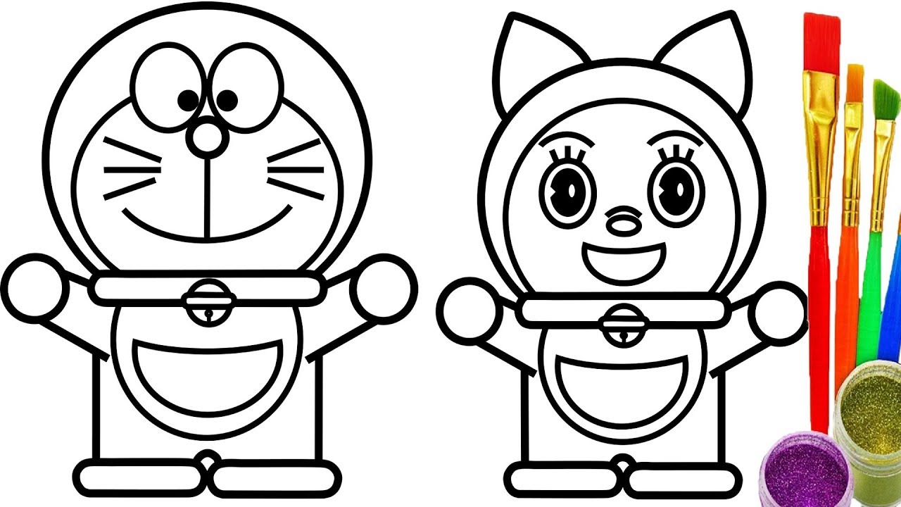 1280x720 Unusual Drawings For Childrens Doraemon And Dorami Coloring Pages