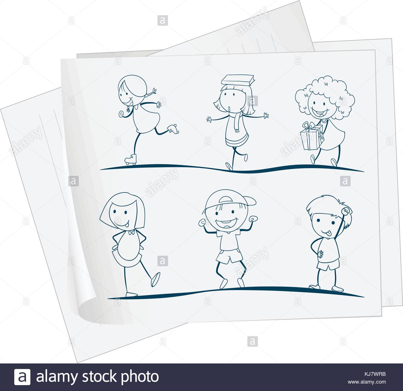 1300x1263 Illustration Of A Paper With A Drawing Of Playful Kids On A White