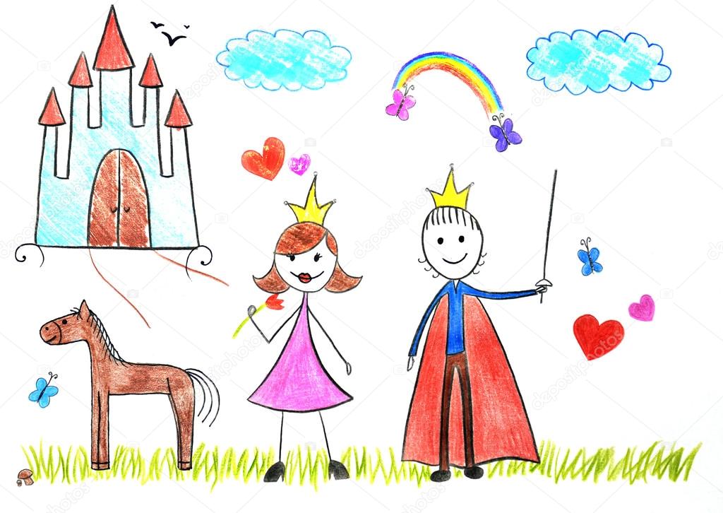1024x726 Kids Drawing Princess And Prince Stock Photo Itkach