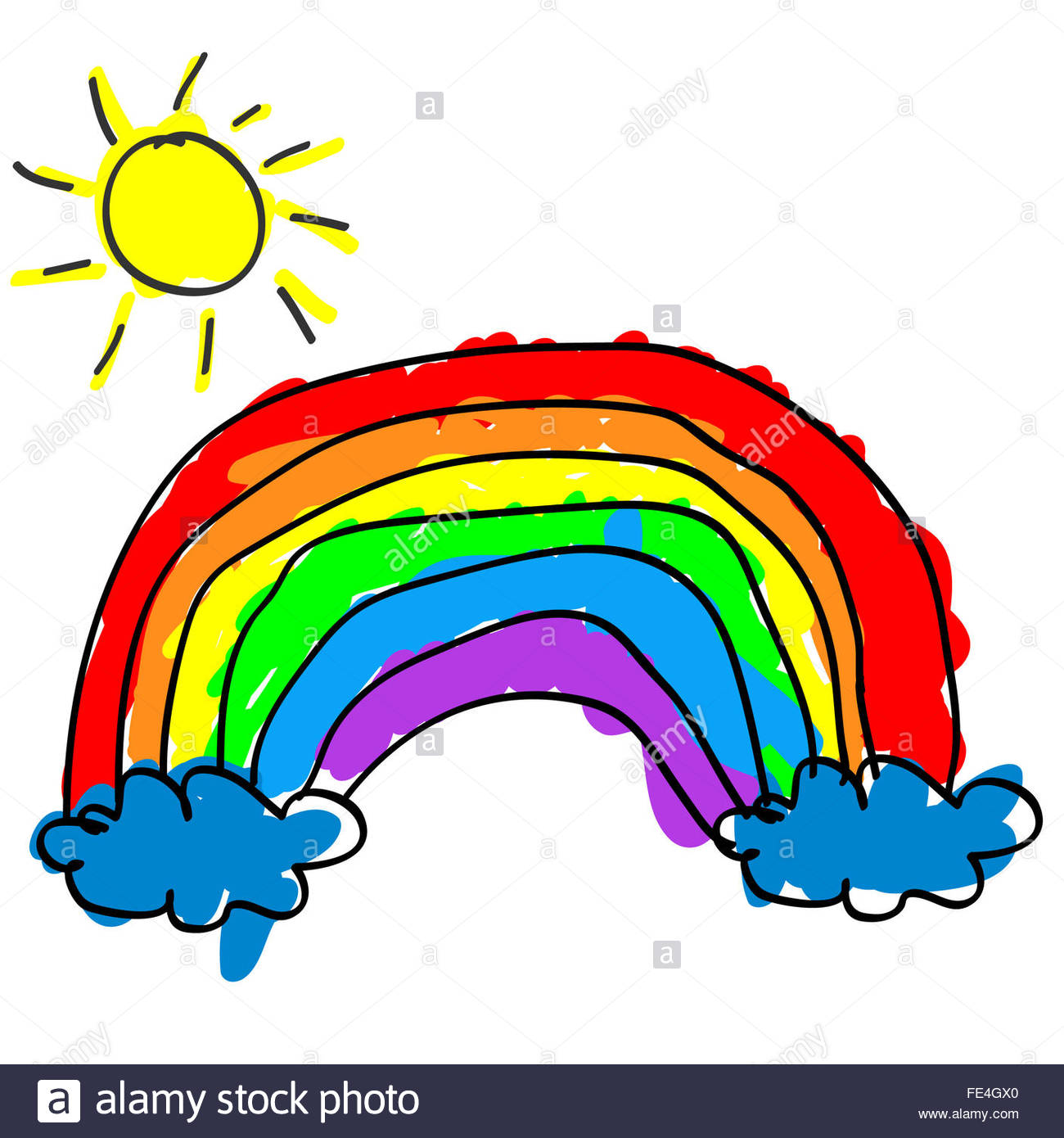1300x1390 Childlike Cute Rainbow With Color Outside The Outline Like A Kid'S