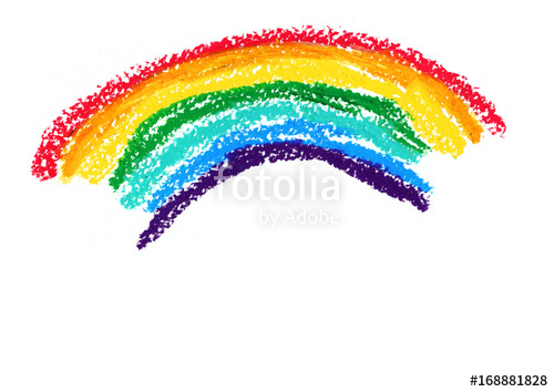 500x354 Crayon Rainbow Hand Drawn Illustration Kids Drawing Style Stock