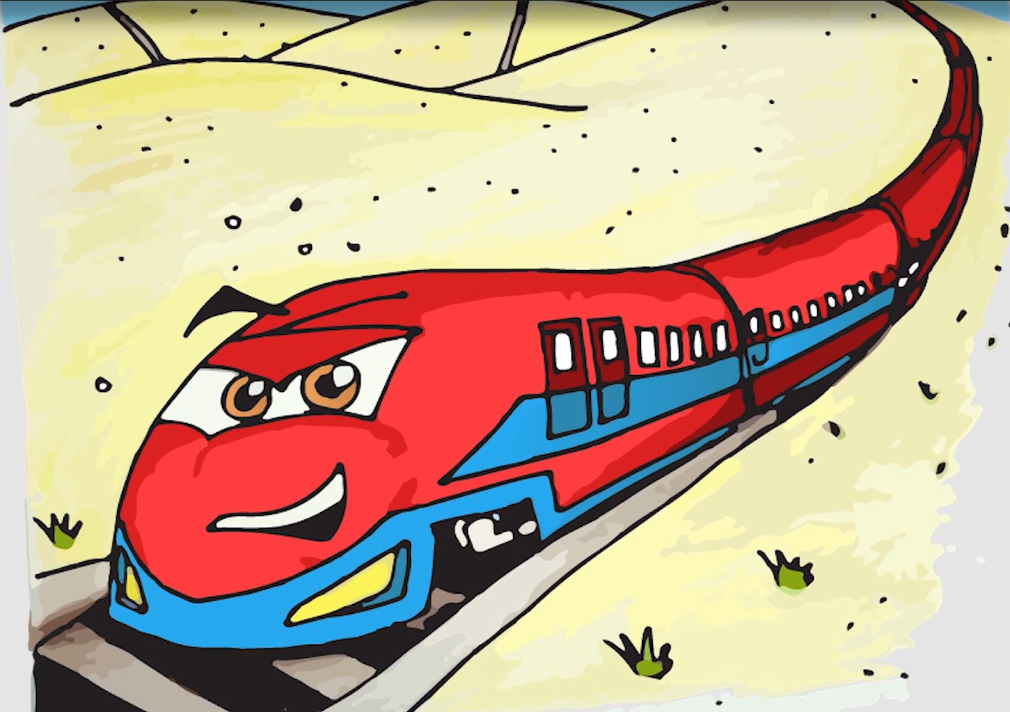 1451x1023 Draw A Fast Cartoon Train
