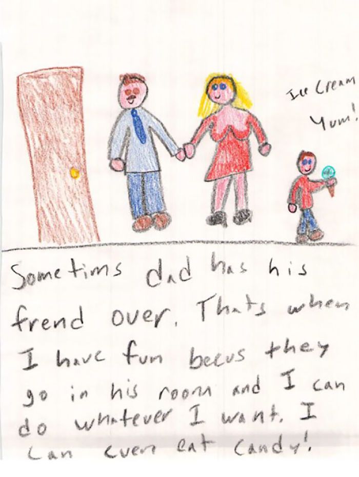 700x930 Honest Kid's Drawings That Exposed Secrets Of Their Parents