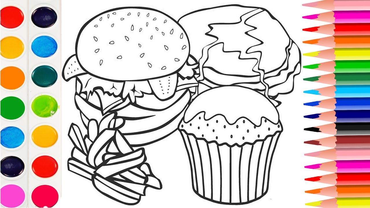 1280x720 How To Draw Fast Food Cheeseburger Coloring Book For Kids Learning