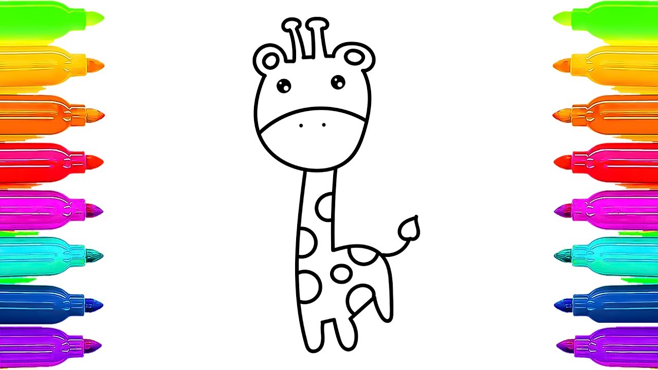 1280x720 How To Draw Giraffe Coloring Pages For Kids Animals Learning