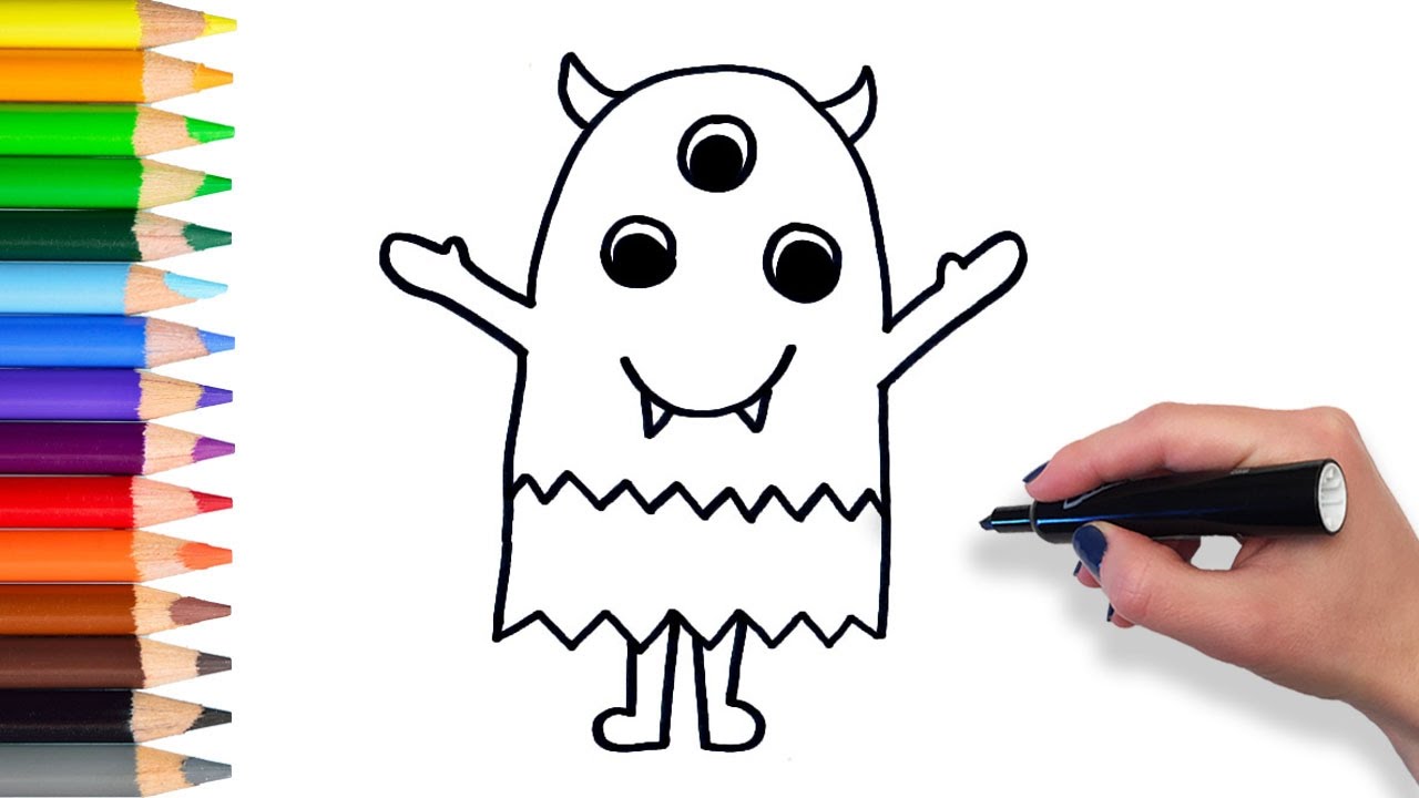 1280x720 Learn How To Draw Little Monster Teach Drawing For Kids Toddlers