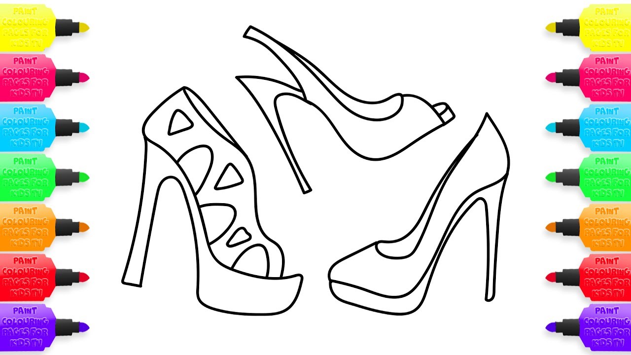 1280x720 How To Draw Womens Shoes Coloring Pages For Girls Learning