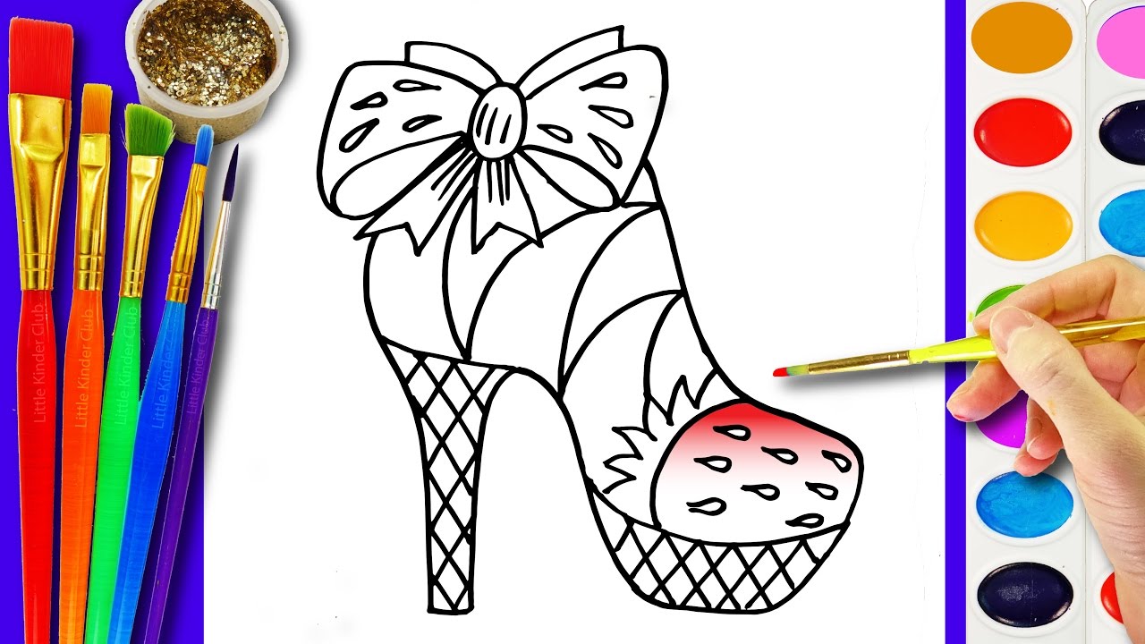 1280x720 Learn To Draw And Color A Strawberry Shoes Coloring Page For Kids