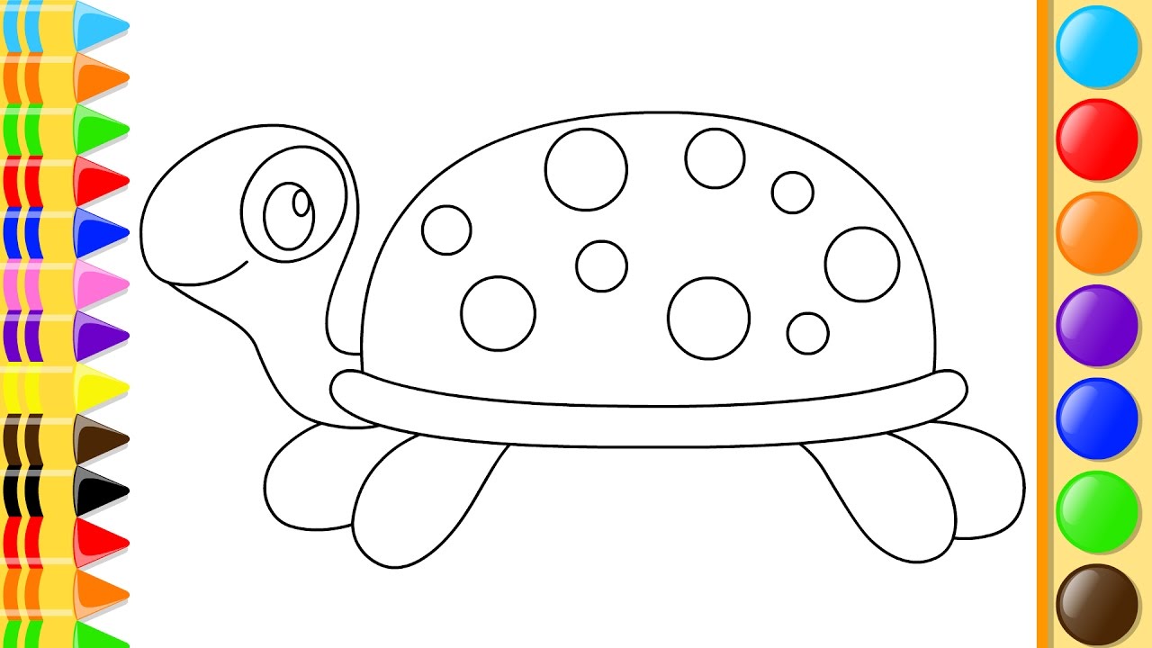 1280x720 How To Draw Turtle With Hand Coloring For Kids Drawing Book
