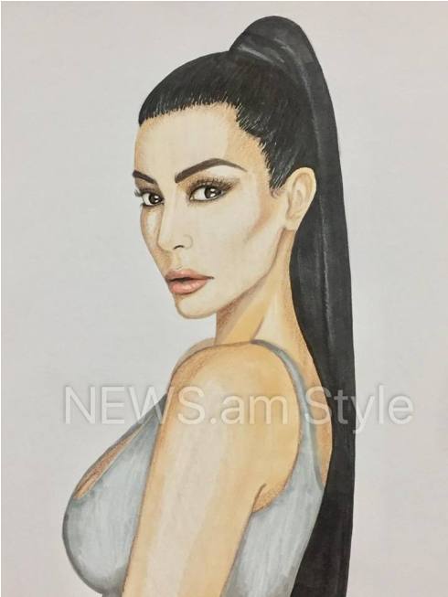 490x653 Kim Kardashian Drawing By Armenian Illustrator. Video By News.am Style