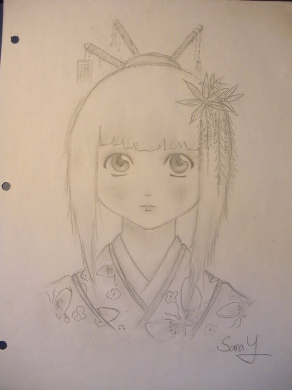 600x800 Kimono Girl, Old Drawing By Godzilla23