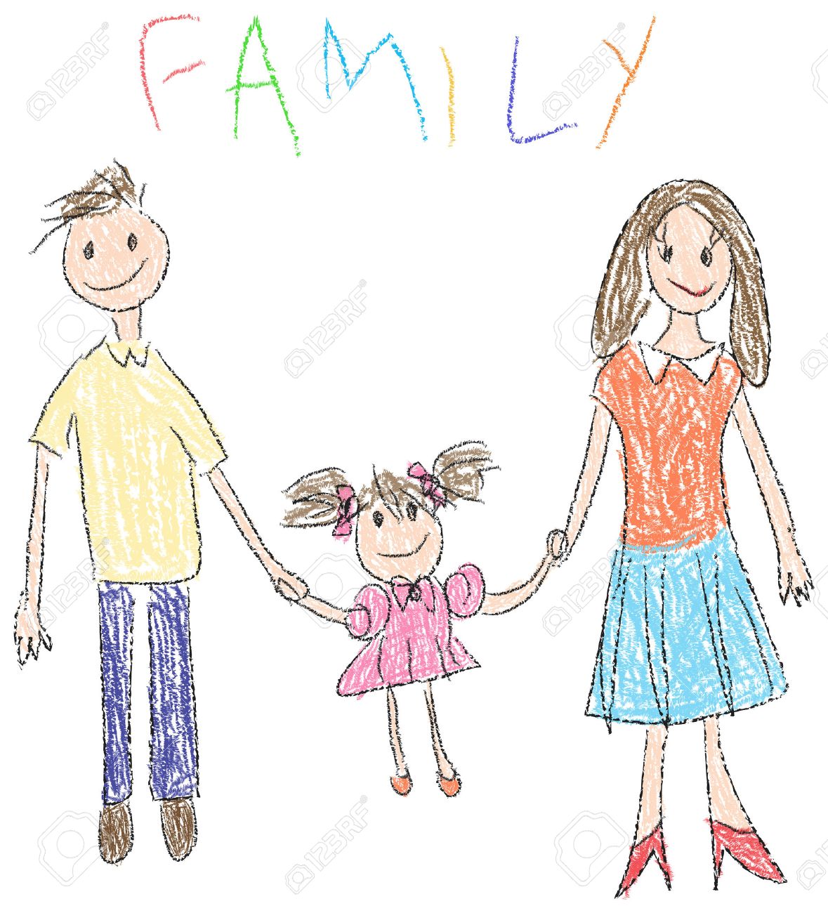 1179x1300 Drawing Of A Happy Familiy With Child And Her Parents