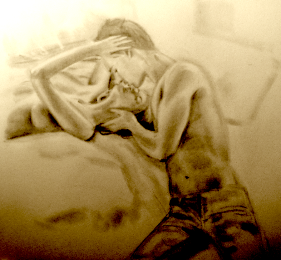 900x831 Topless Couple Kissing In Bed