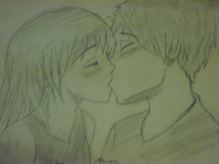 900x675 My Drawing Of Anime Kissing By Silverbabywolf