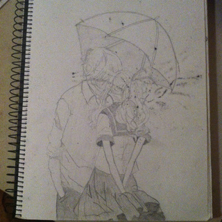 320x320 Kawaii Drawing Of A Couple Kissing. Smudged From Ink