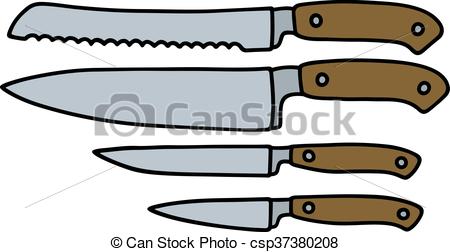 450x252 Hand Drawing Of Four Kitchen Knives Vector Clipart