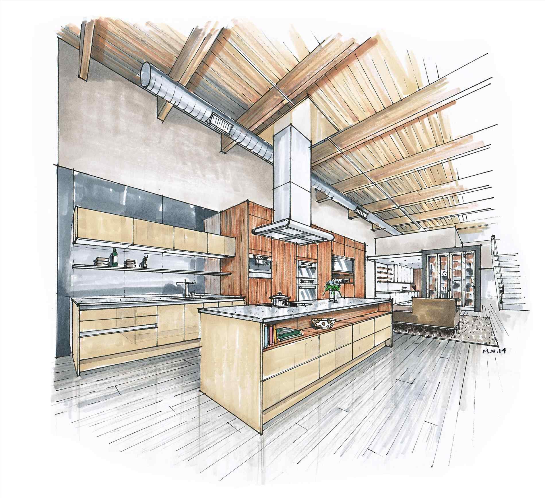 Kitchen Perspective Drawing at GetDrawings | Free download