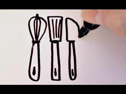 480x360 How To Draw Cartoon Kitchen Utensils