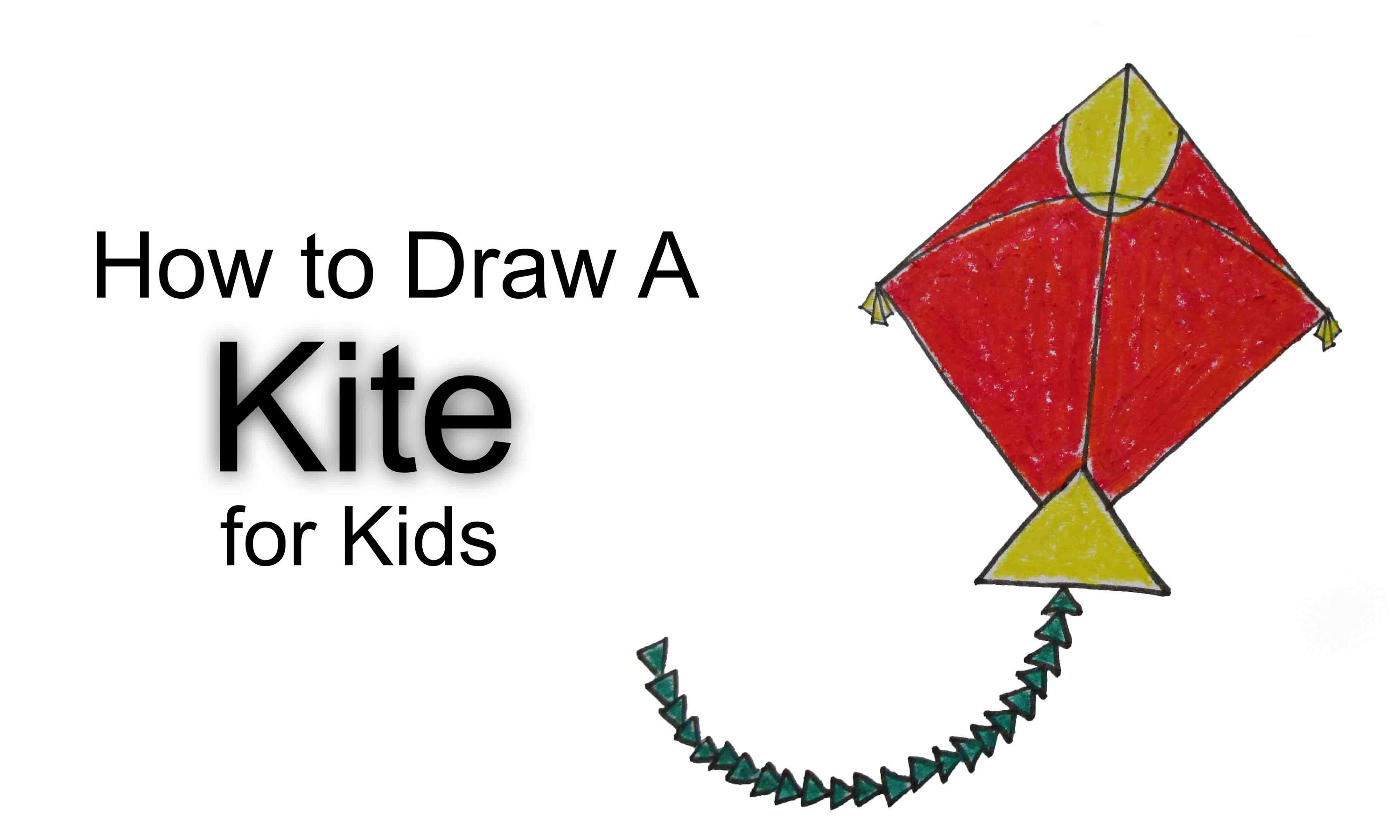 3000x1800 How To Draw A Kite For Kids
