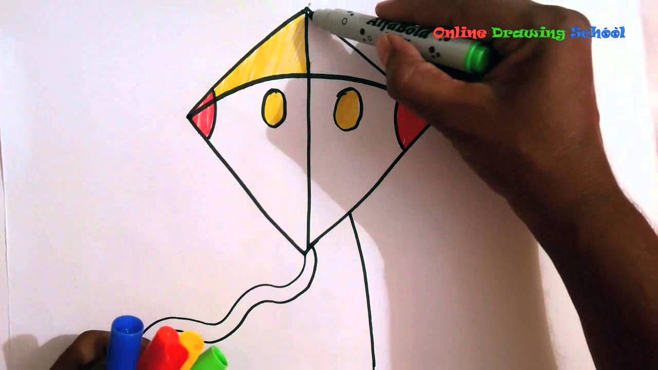 1280x720 How To Draw Kite Step By Step Lesson 6