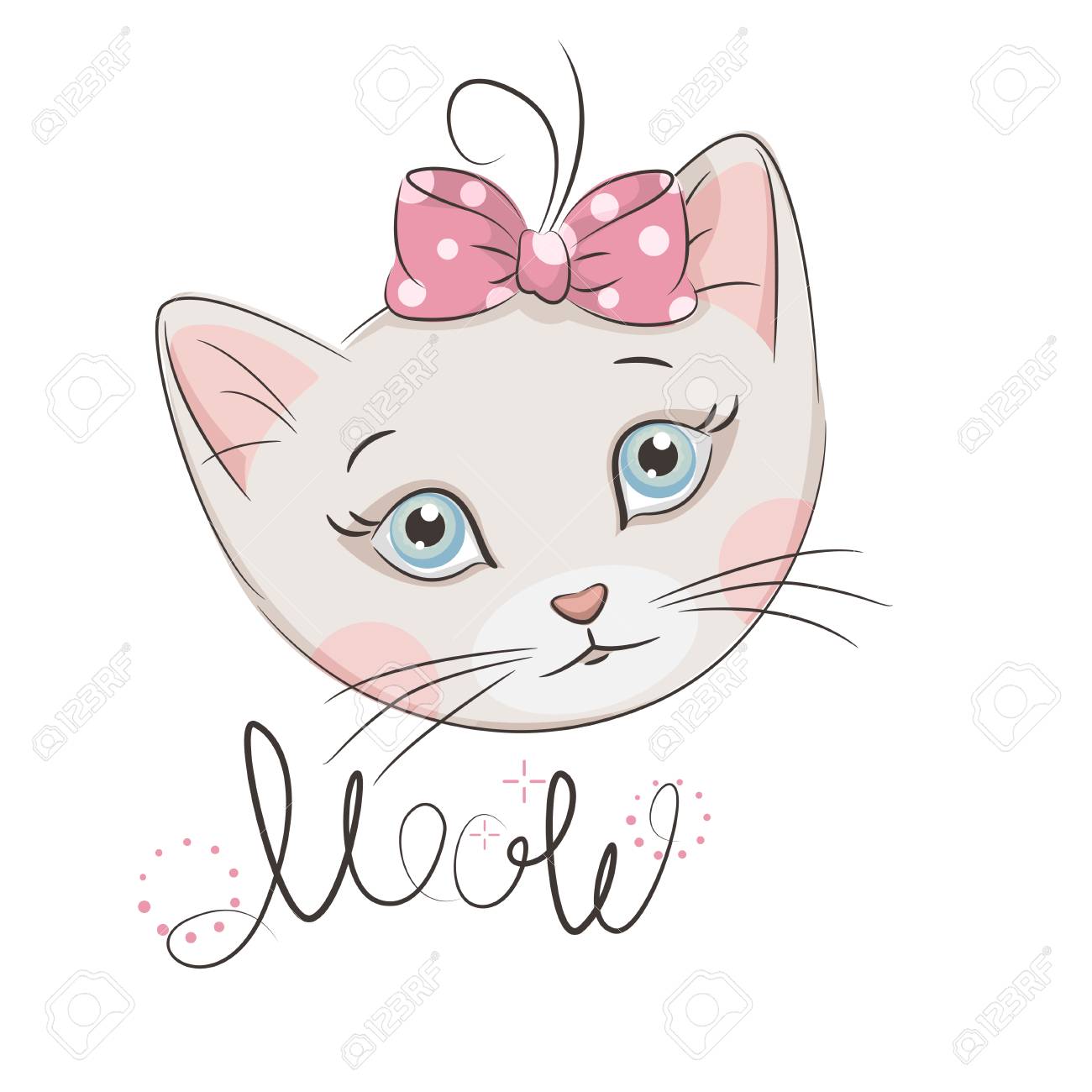 1300x1300 Hand Drawing Cartoon Illustration Cute Little Kitten