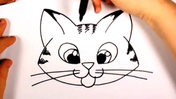 570x320 Simple Cat Face Drawing Face Hello Kitty