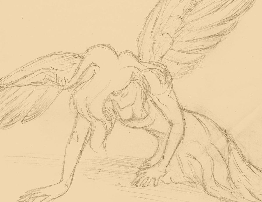 900x694 Kneeling Angel By Mandyapple94