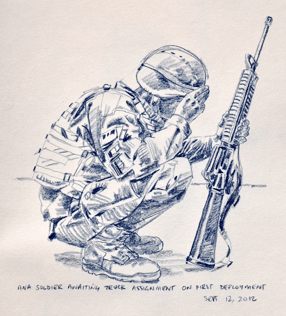 Kneeling Soldier Drawing at GetDrawings.com | Free for ...