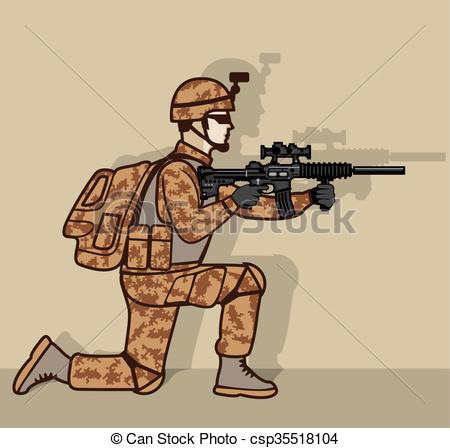450x448 Kneeling Soldier Vector Clipart