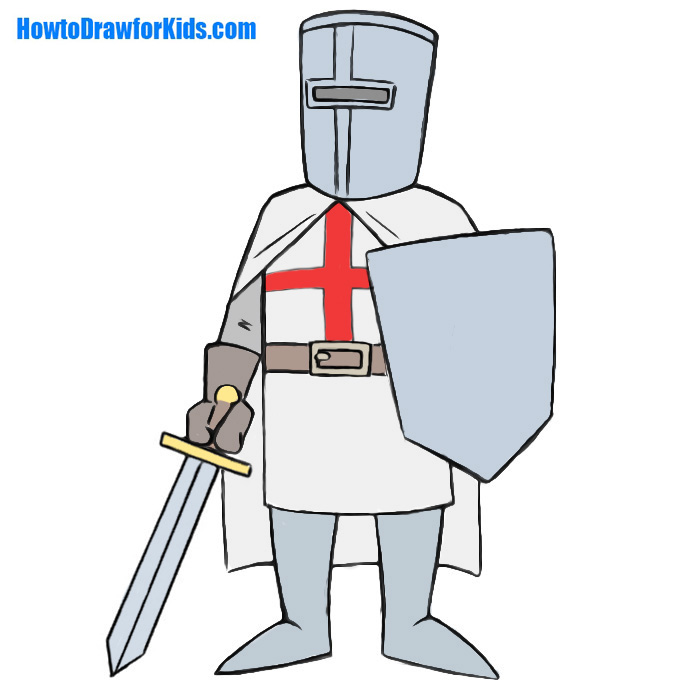696x692 How To Draw A Crusader For Kids Howtodrawforkids