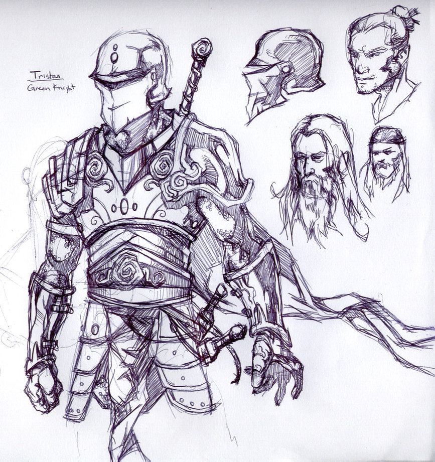 867x921 Green Knight Sketch By Zarmactacus