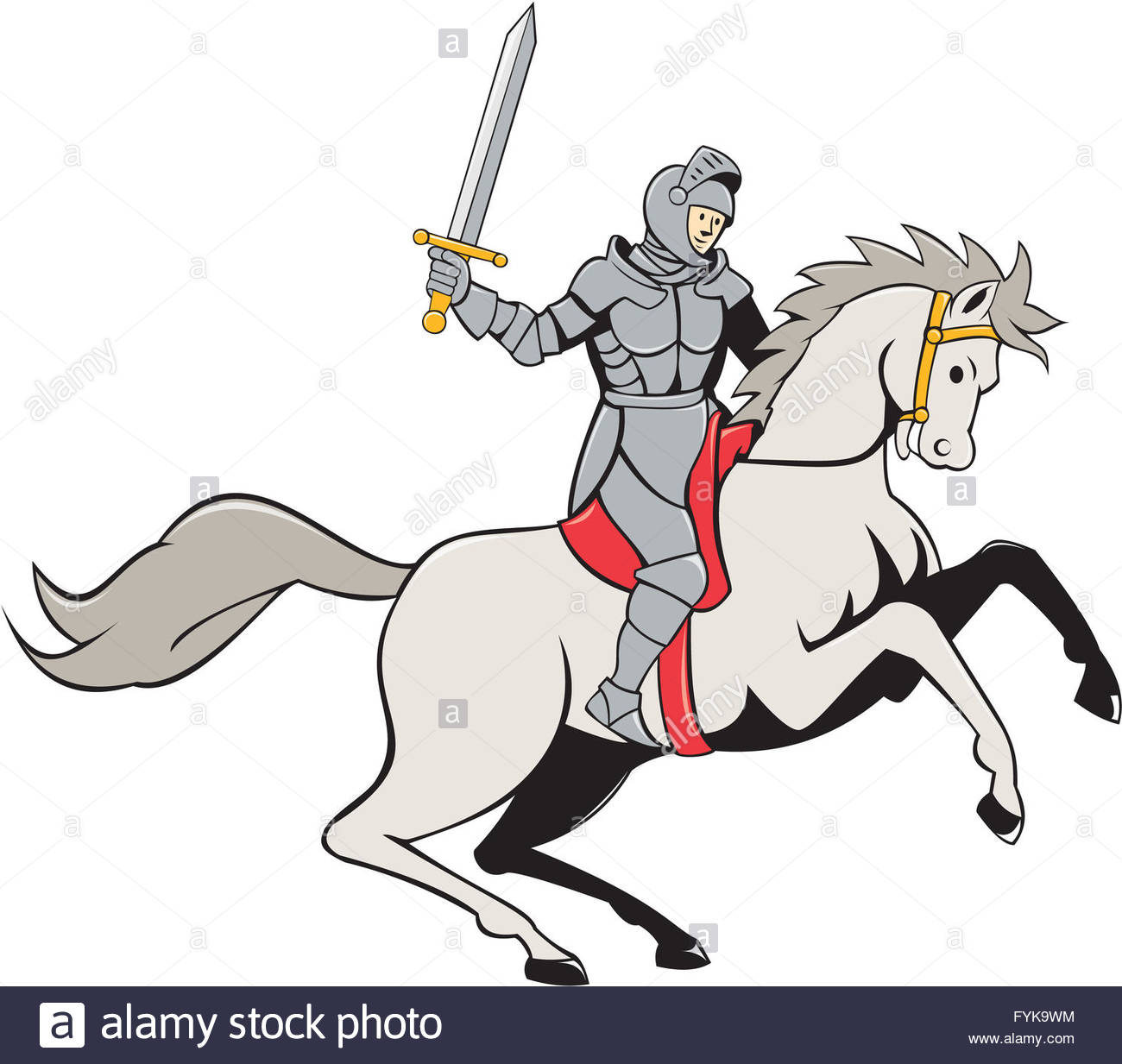1300x1233 Knight Riding Horse Sword Cartoon Stock Photo 103072416