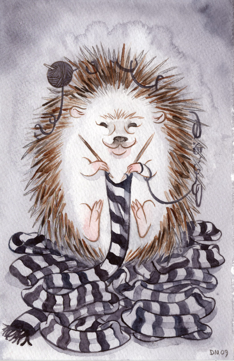 820x1266 Knitting Hedgehog For Heifer International Prints