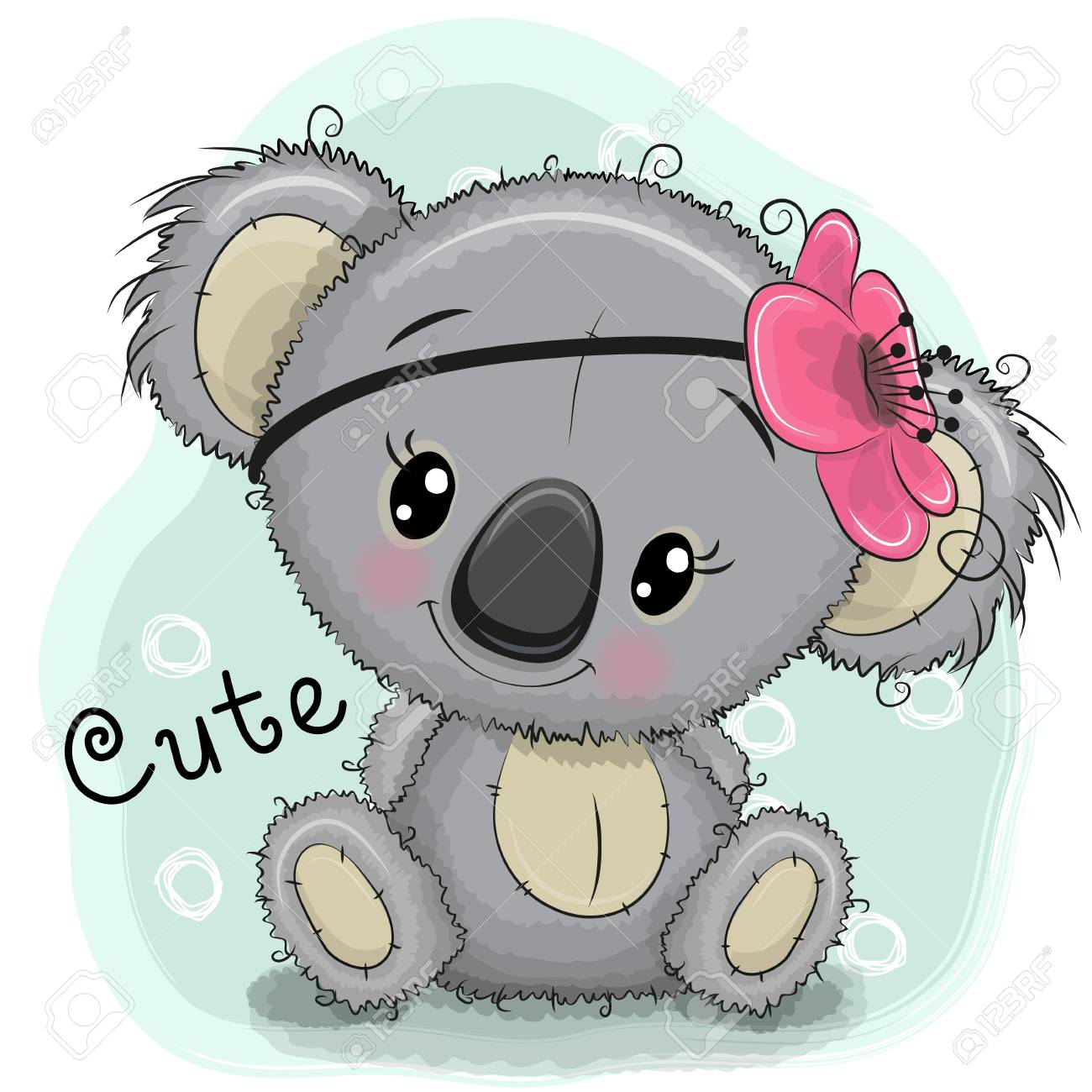 1300x1300 Cute Drawing Koala Girl Isolated On A Blue Background Royalty Free
