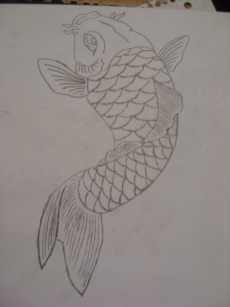 768x1024 Pencil Koi Fish By Pyro61636