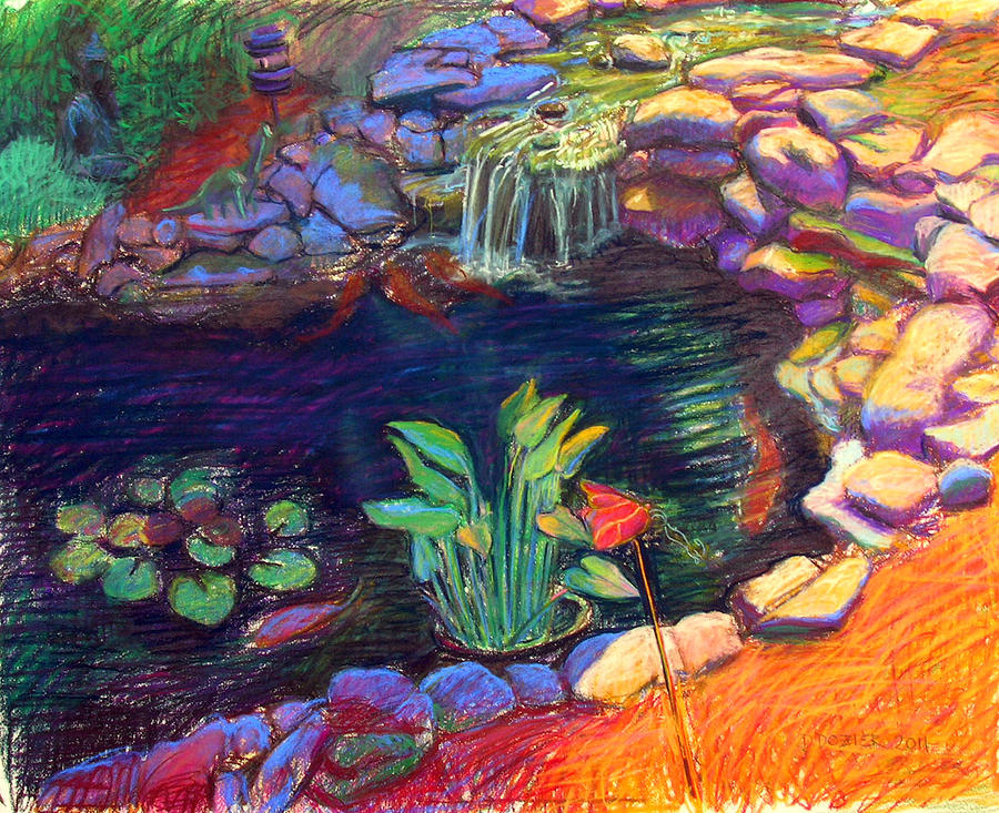 900x733 Koi Pond Painting By David Dozier