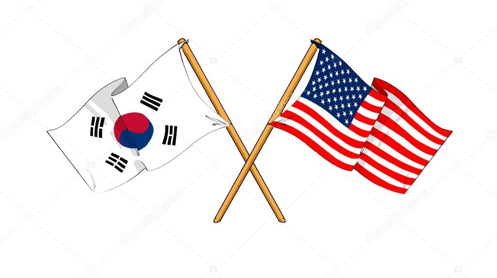 1024x572 America And South Korea Alliance And Friendship Stock Photo