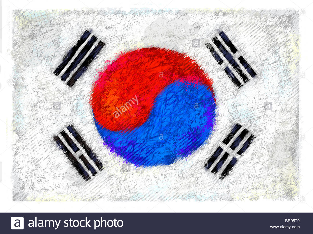 1300x971 Drawing Of The Flag Of South Korea Stock Photo 31549616